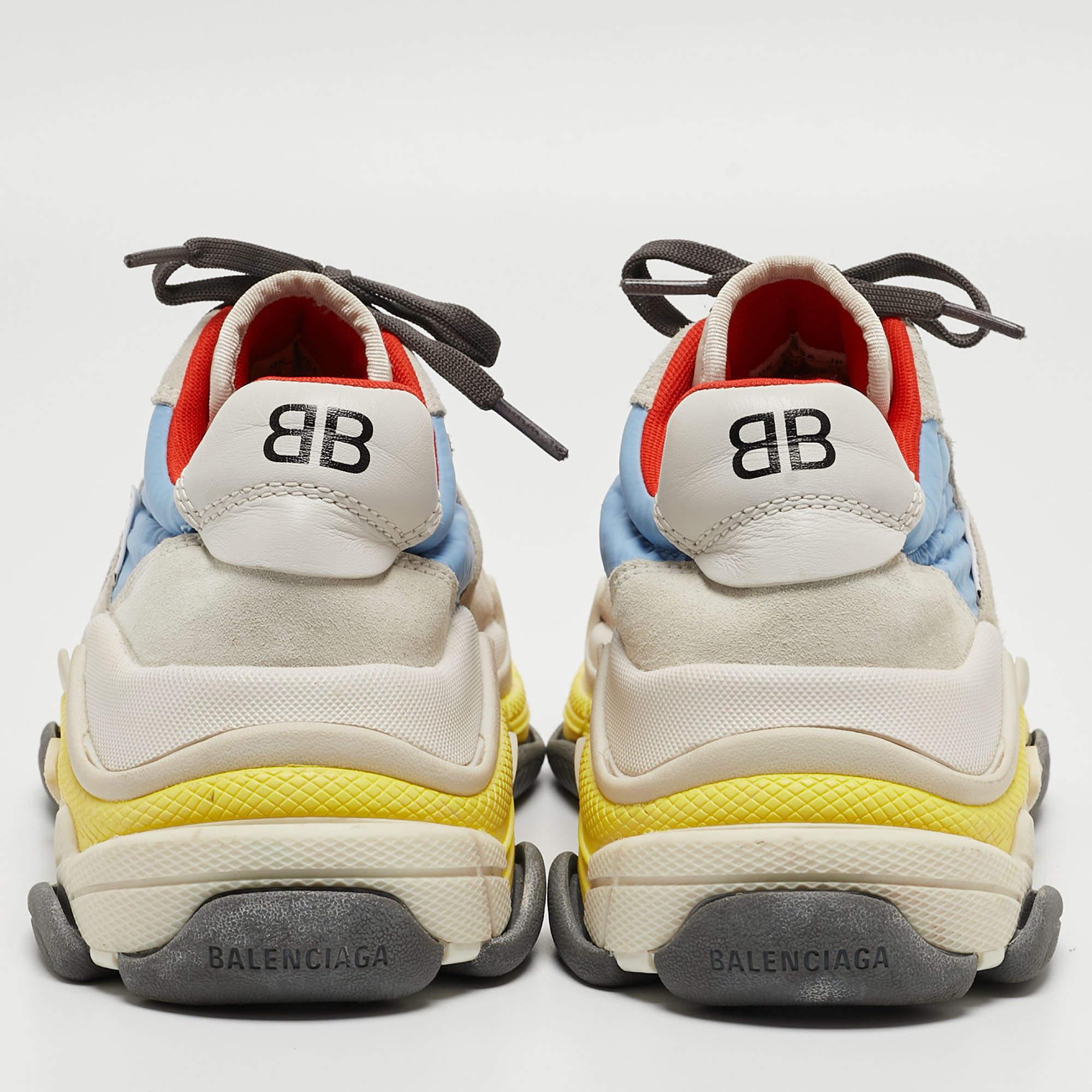 Balenciaga Multicolor Suede and Nylon Triple S Sneakers Size 39 For Sale 2