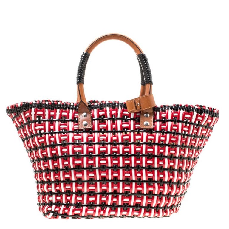 balenciaga woven leather bag