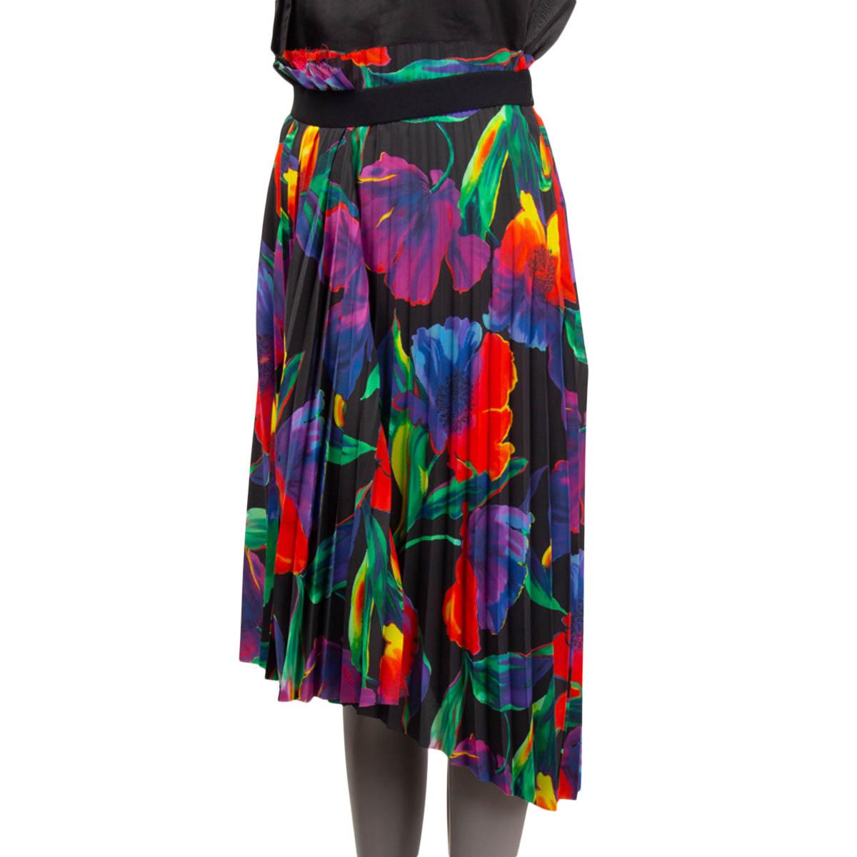 Women's BALENCIAGA multicolored 2018 FLORAL PLEATED ASYMMETRIC Skirt 36 XS