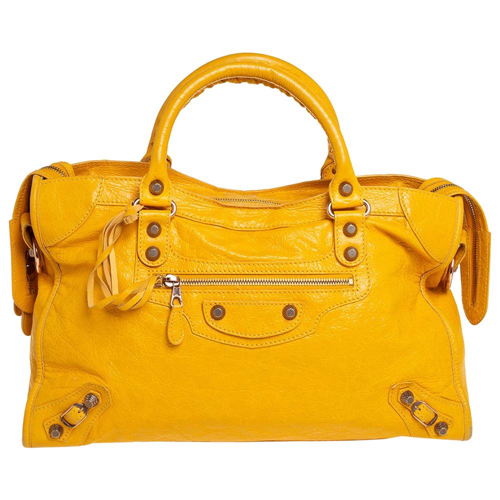 Balenciaga Mustard Leather RH City Tote