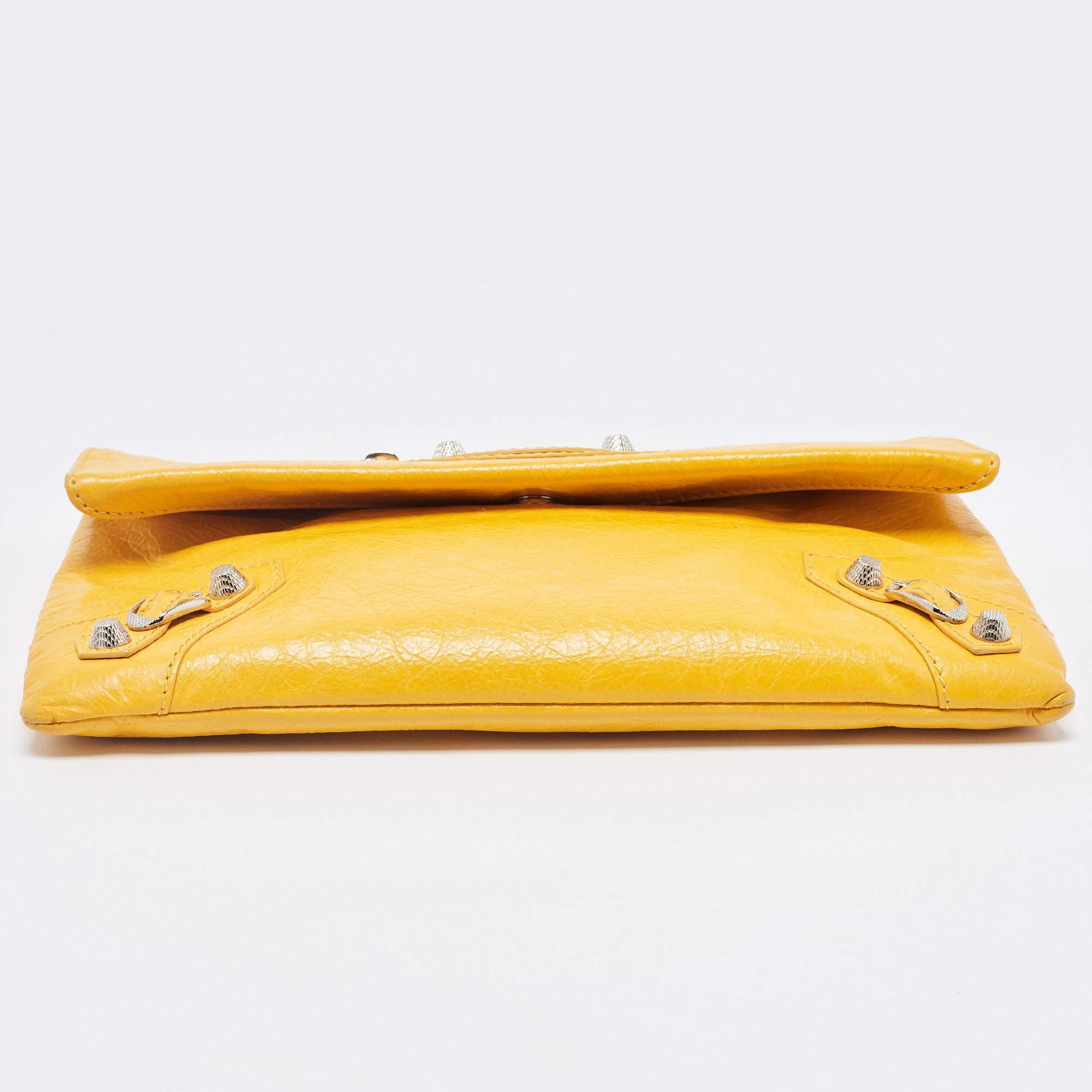 Women's Balenciaga Mustard Leather RSH Envelope Clutch