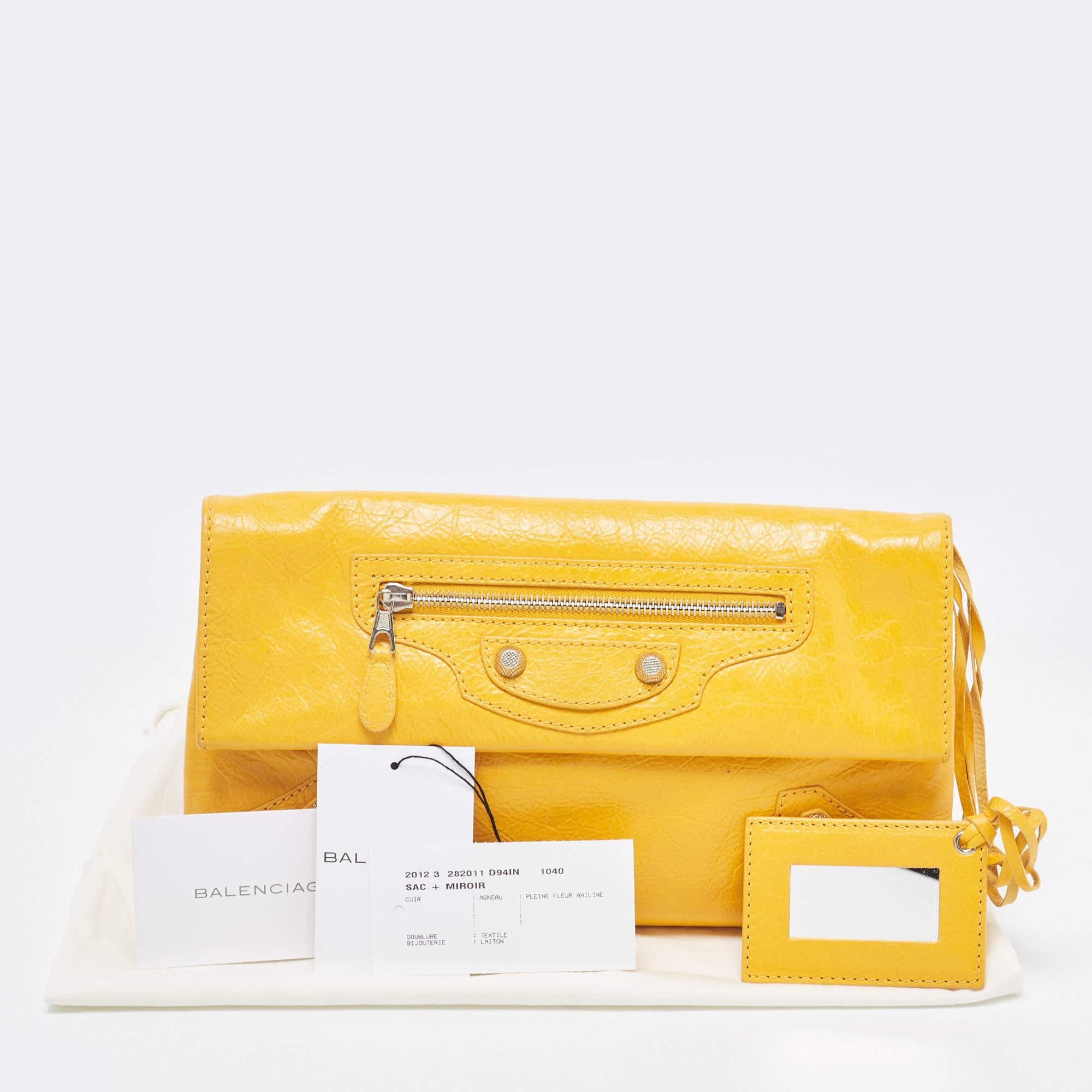 Balenciaga Mustard Leather RSH Envelope Clutch 1
