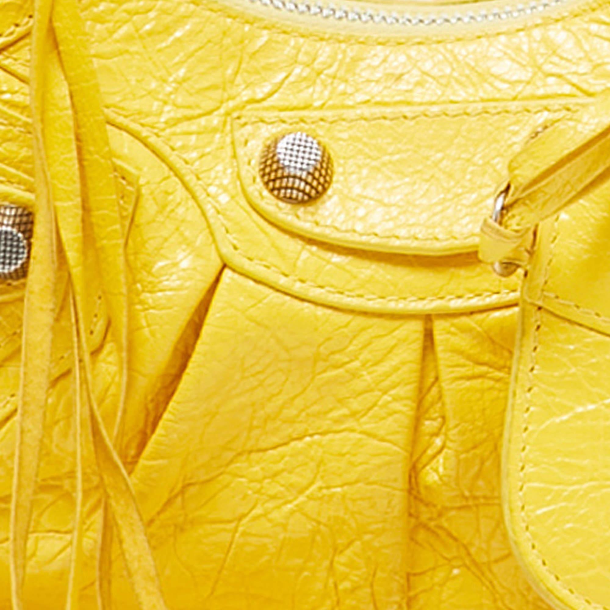 Women's Balenciaga Mustard Leather XS Le Cagole Shoulder Bag For Sale