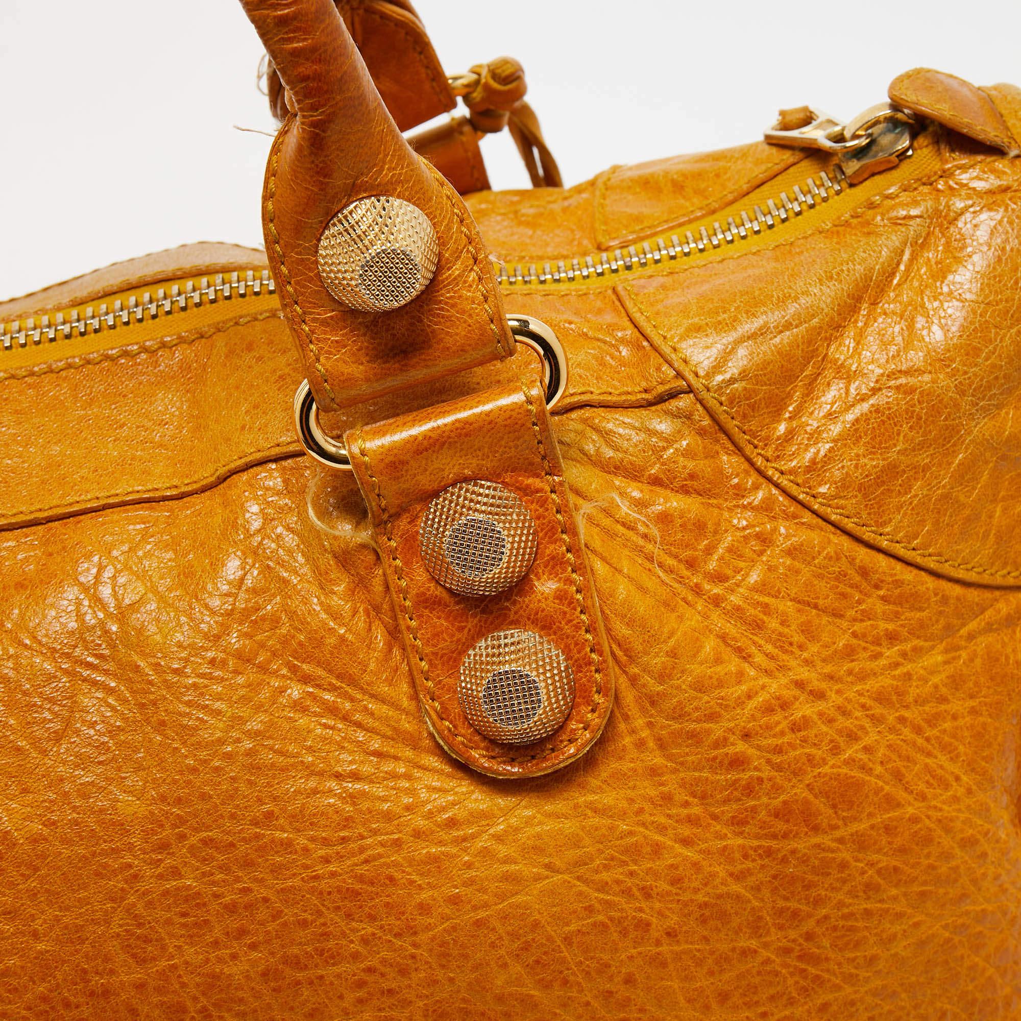 Balenciaga Mustard Yellow Leather RGGH Work Tote For Sale 13