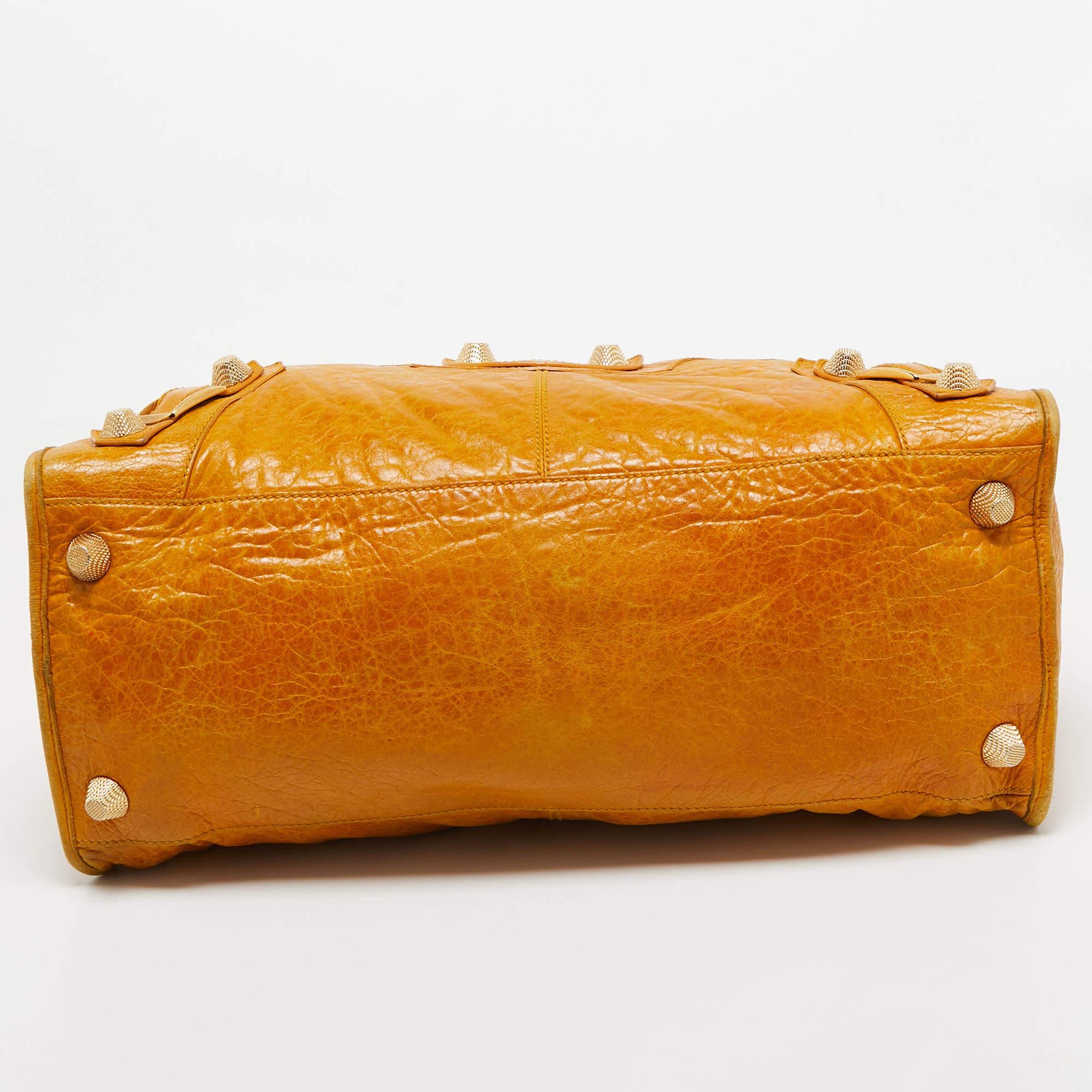 Balenciaga Fourre-tout de travail RGGH en cuir jaune moutarde en vente 1