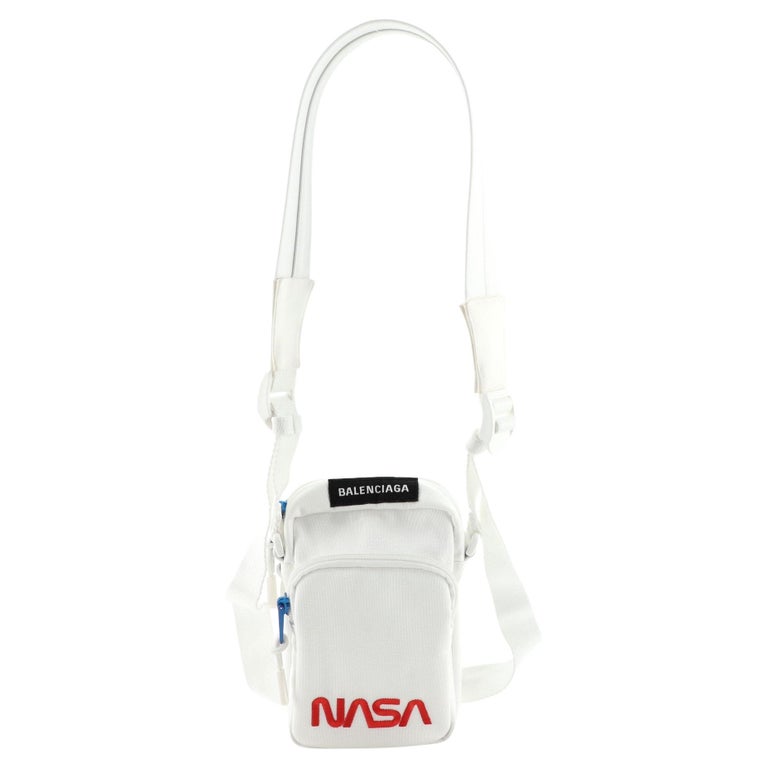 Balenciaga NASA Phone Holder Crossbody Bag Embroidered Canvas For Sale at 1stDibs