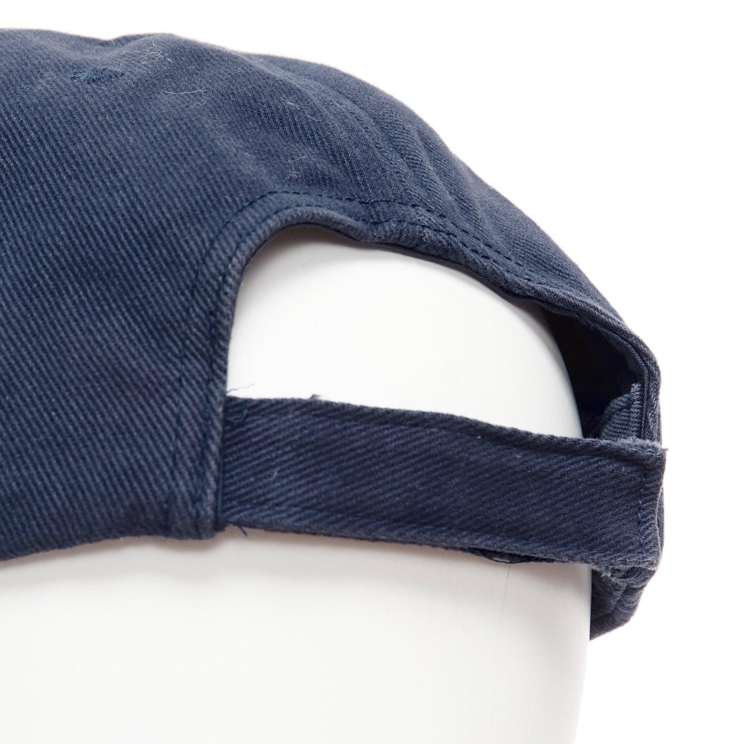 BALENCIAGA bleu marine coton rouge logo brodé casquette baseball L en vente 2