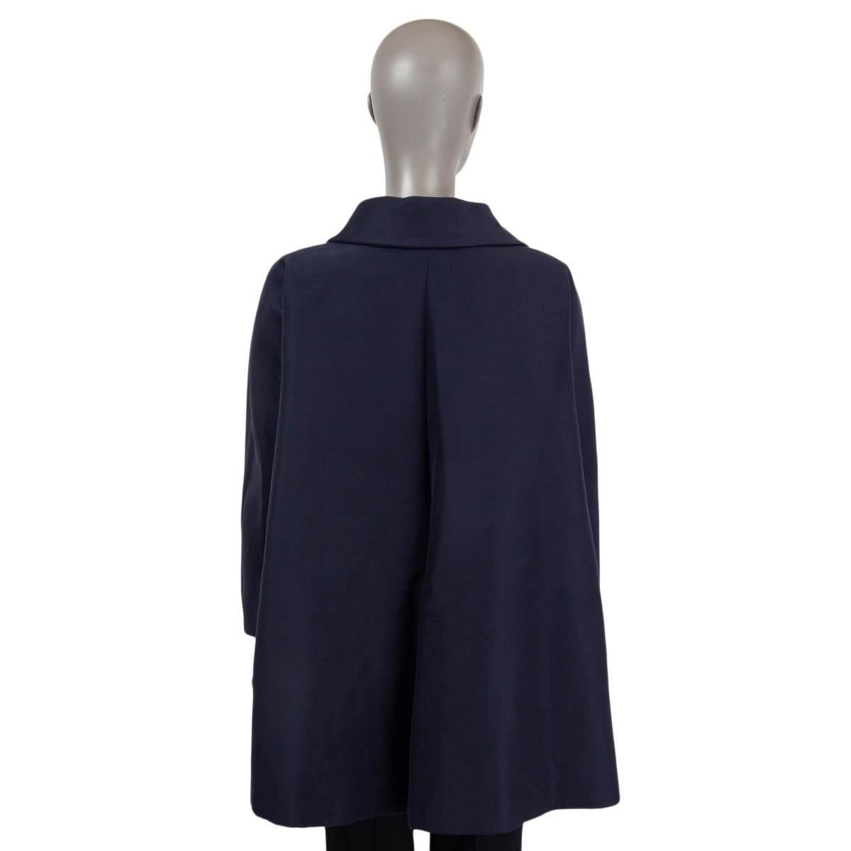 BALENCIAGA navy blue cotton & silk A-LINE 3/4 Sleeve Jacket 38 S In Excellent Condition For Sale In Zürich, CH