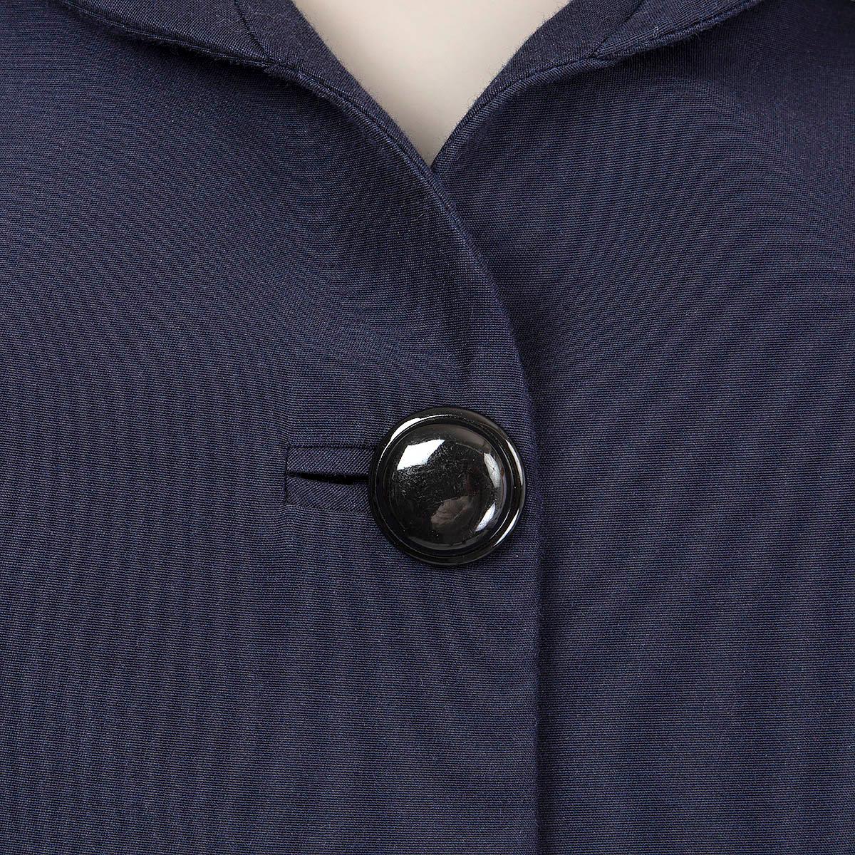 Women's BALENCIAGA navy blue cotton & silk A-LINE 3/4 Sleeve Jacket 38 S For Sale