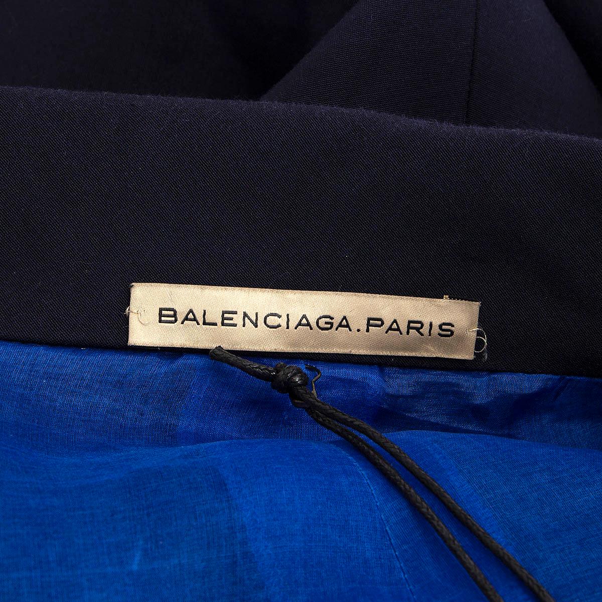 BALENCIAGA navy blue cotton & silk A-LINE 3/4 Sleeve Jacket 38 S For Sale 1
