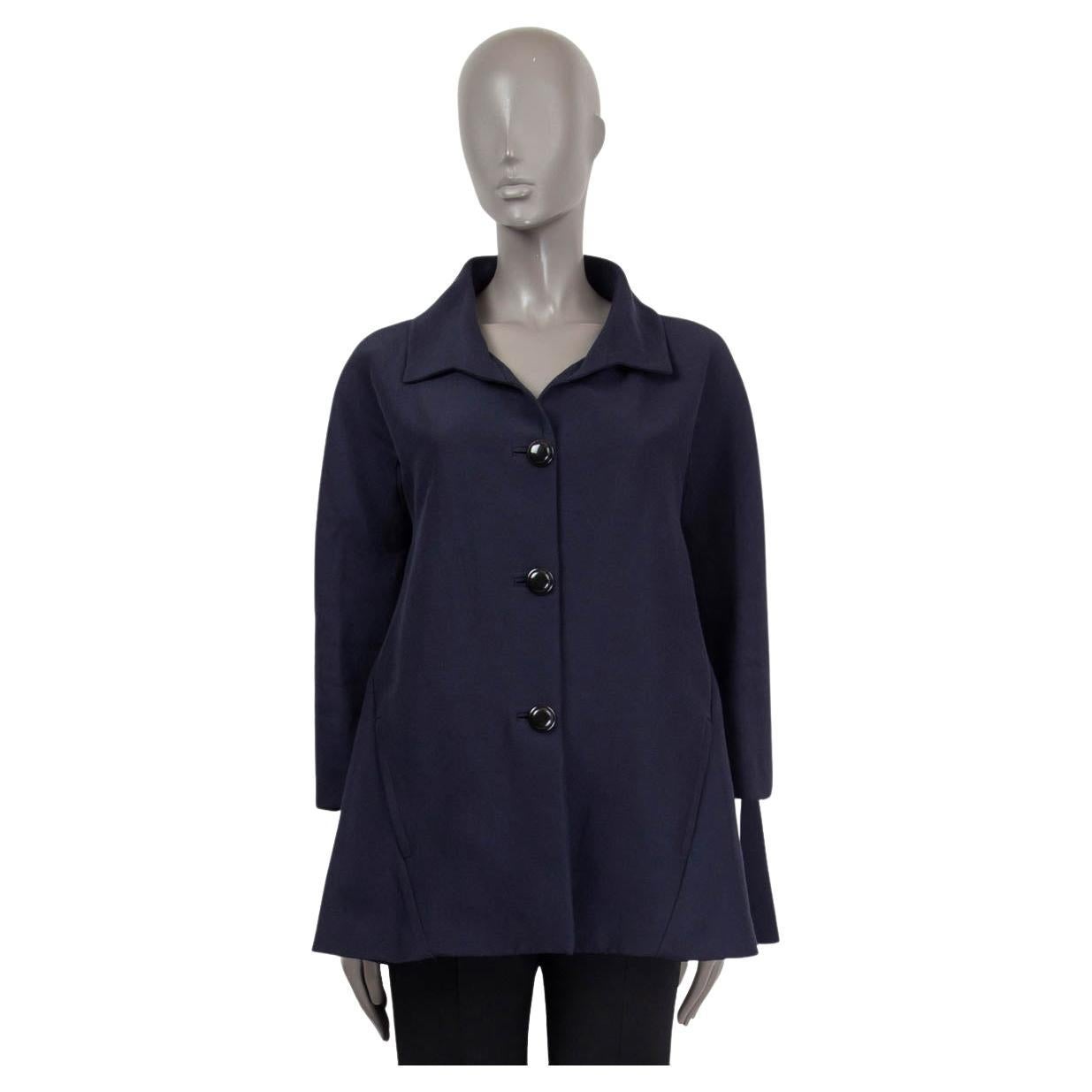 BALENCIAGA navy blue cotton & silk A-LINE 3/4 Sleeve Jacket 38 S For Sale