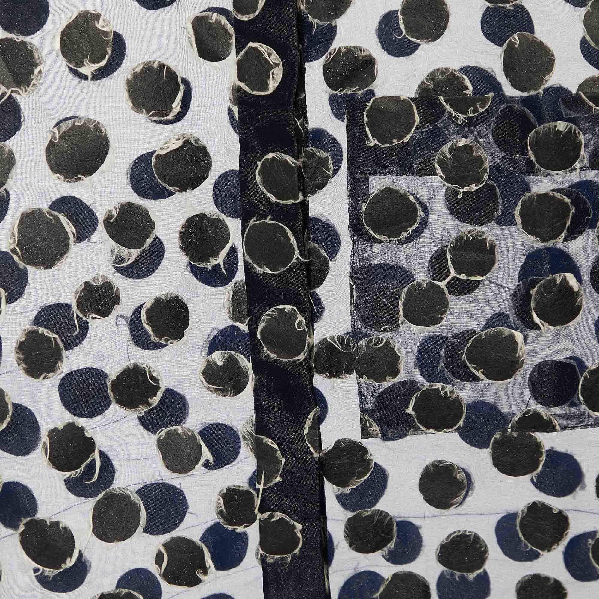 Nero Balenciaga camicetta blu navy con motivo a pois e bottoni in organza, M. I. in vendita