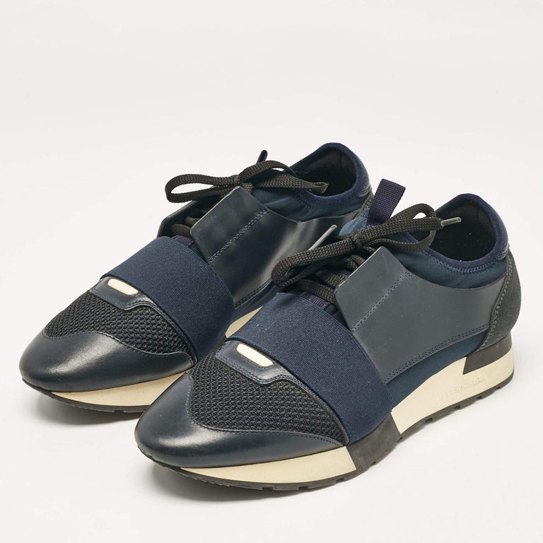 Balenciaga Zapatillas con cordones Race Runner de tela y piel azul