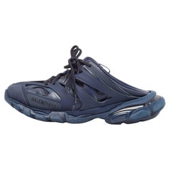 Balenciaga Navy Blue Faux Leather and Mesh Track Sneaker Mules Size 40