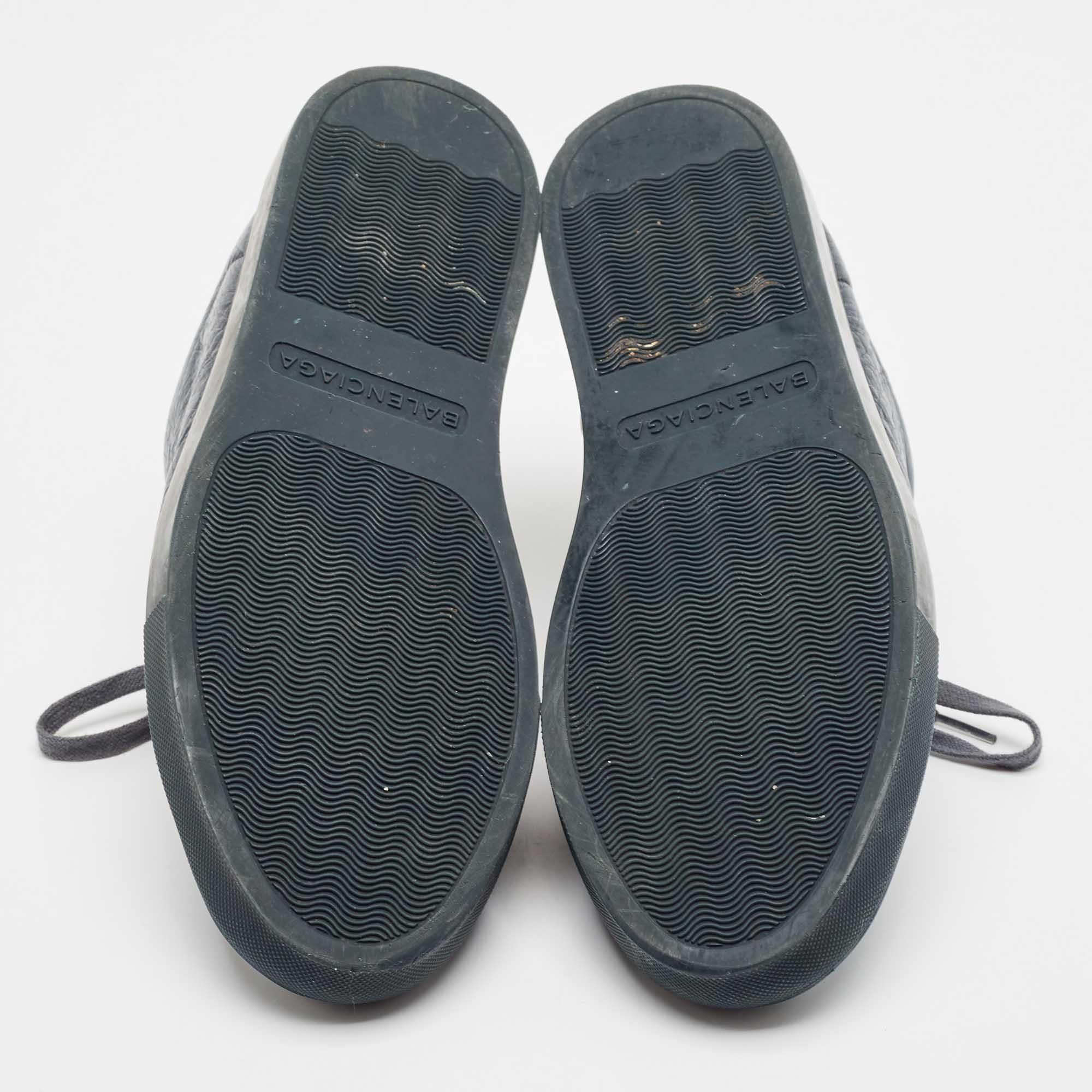 Balenciaga Navy Blue Leather Arena Lace Up Sneakers Size 42 1