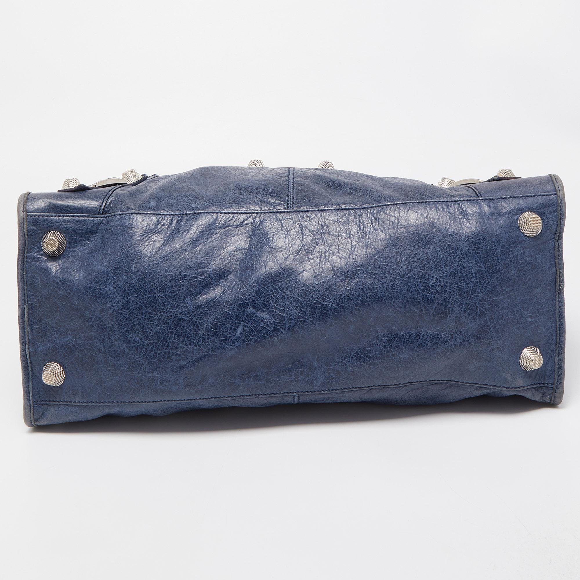 Balenciaga Navy Blue Leather GSH Work Tote 4