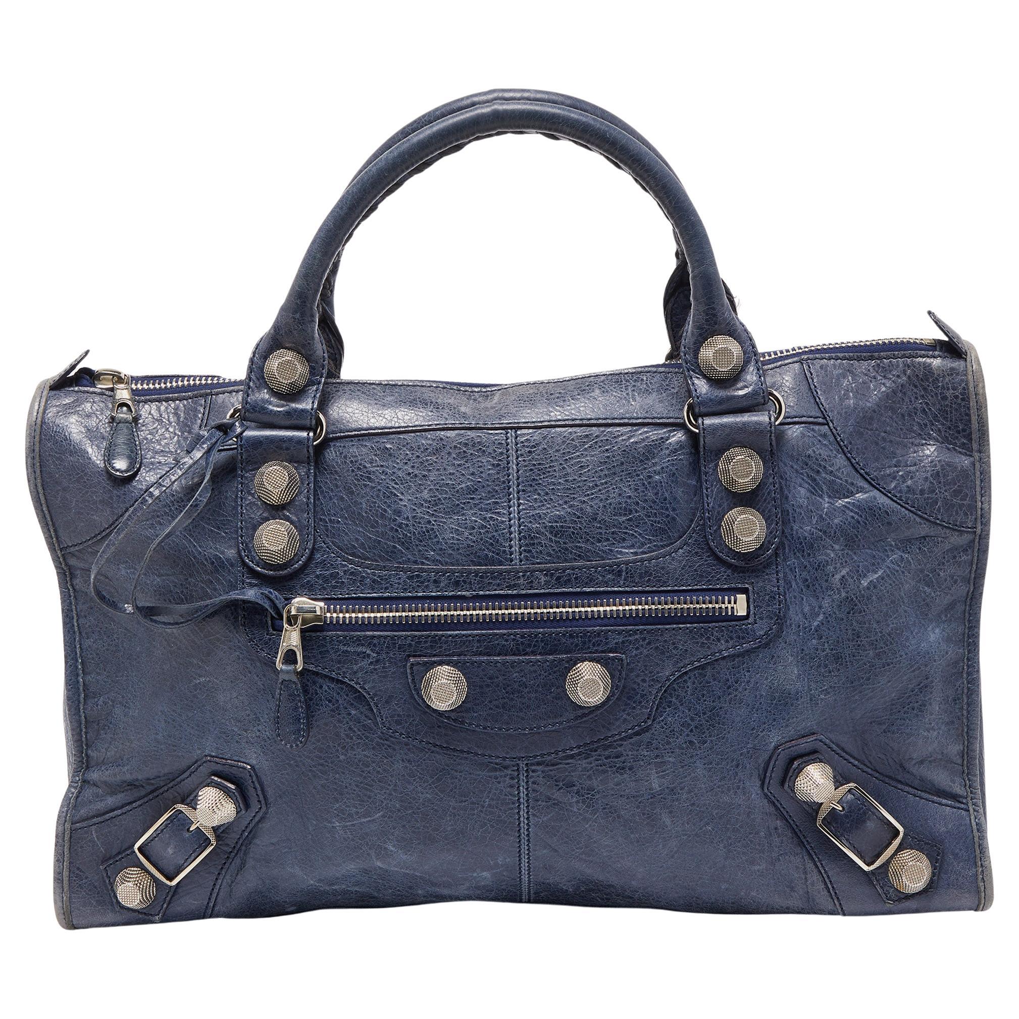 Balenciaga Navy Blue Leather GSH Work Tote