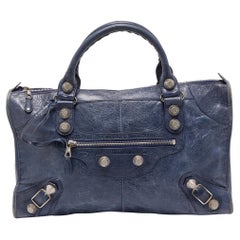 Balenciaga Navy Blue Leather GSH Work Tote