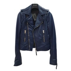 Balenciaga - Giacca in pelle blu navy sz.36