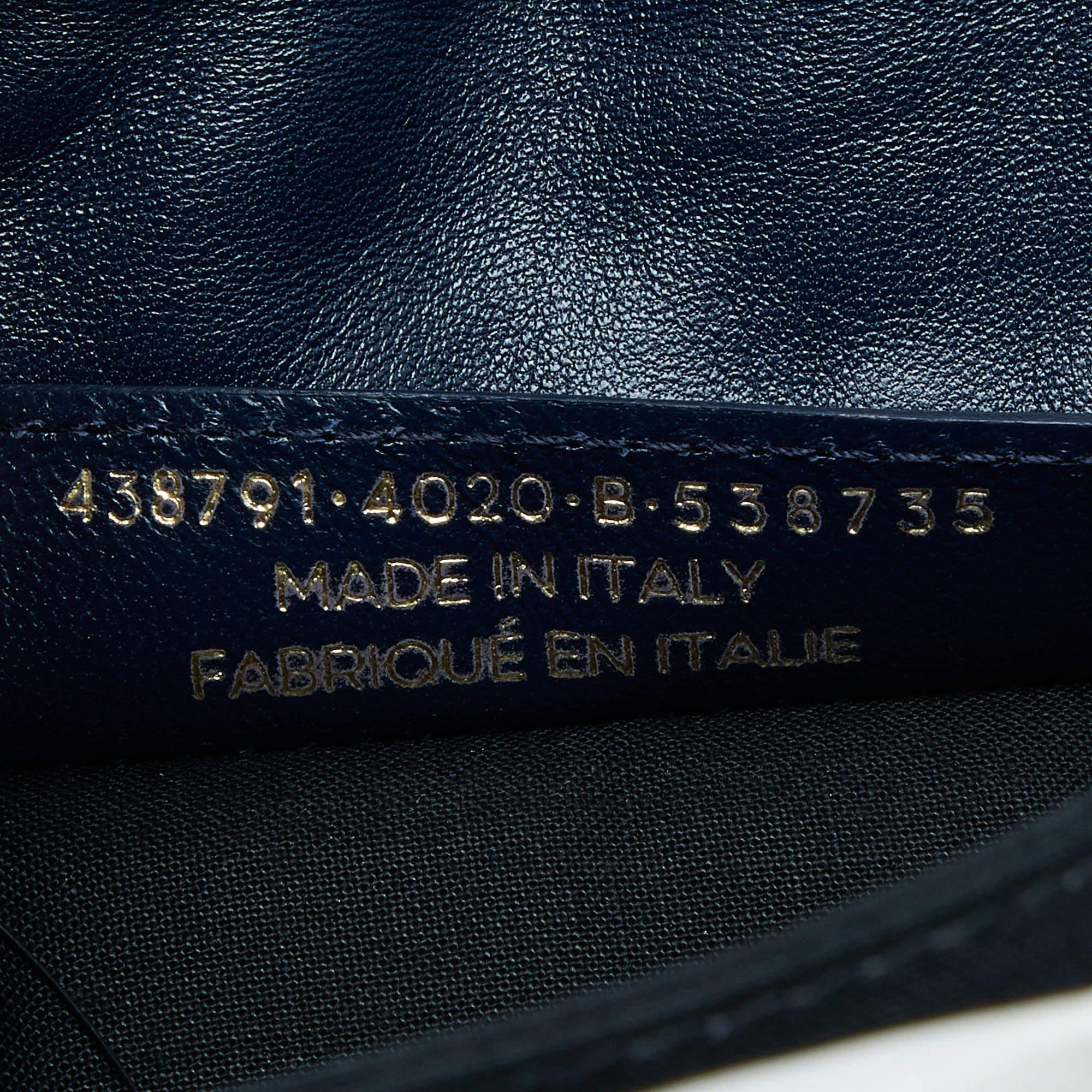 Balenciaga Navy Blue Leather Metallic Edge Envelope Clutch Bag 2