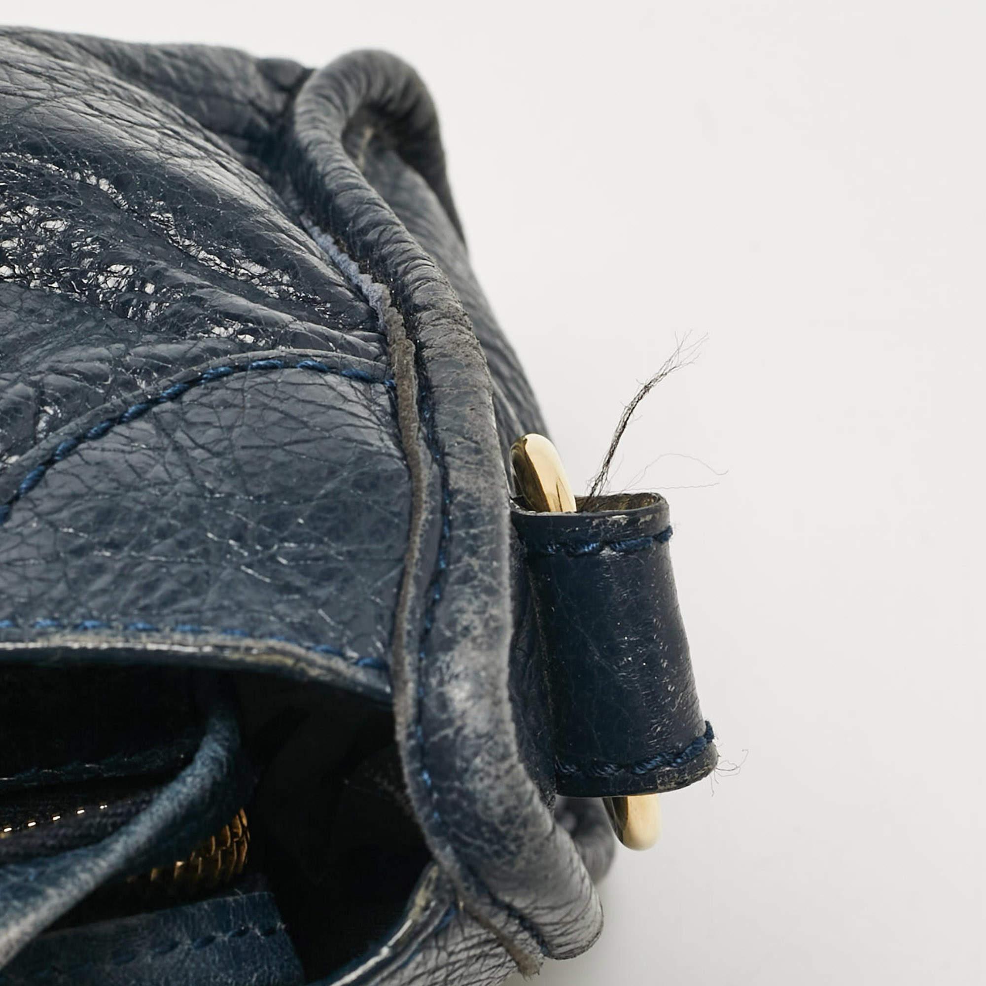 Women's Balenciaga Navy Blue Leather Mini Classic City Bag