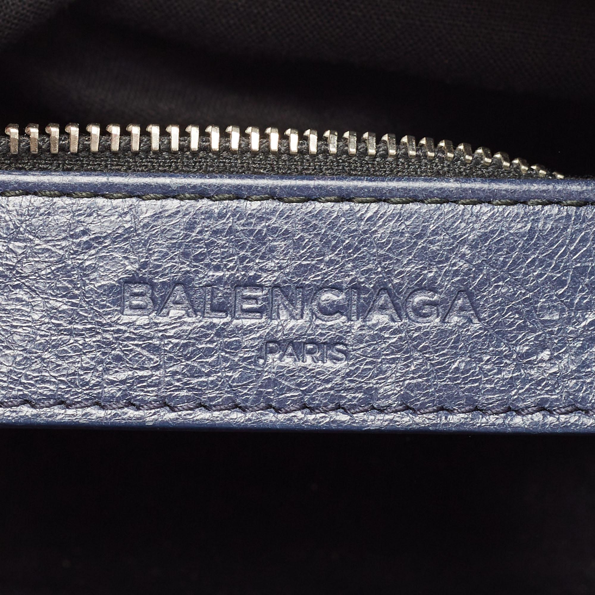 Balenciaga Navy Blue Leather Mini Classic Metallic Edge City Bag 9