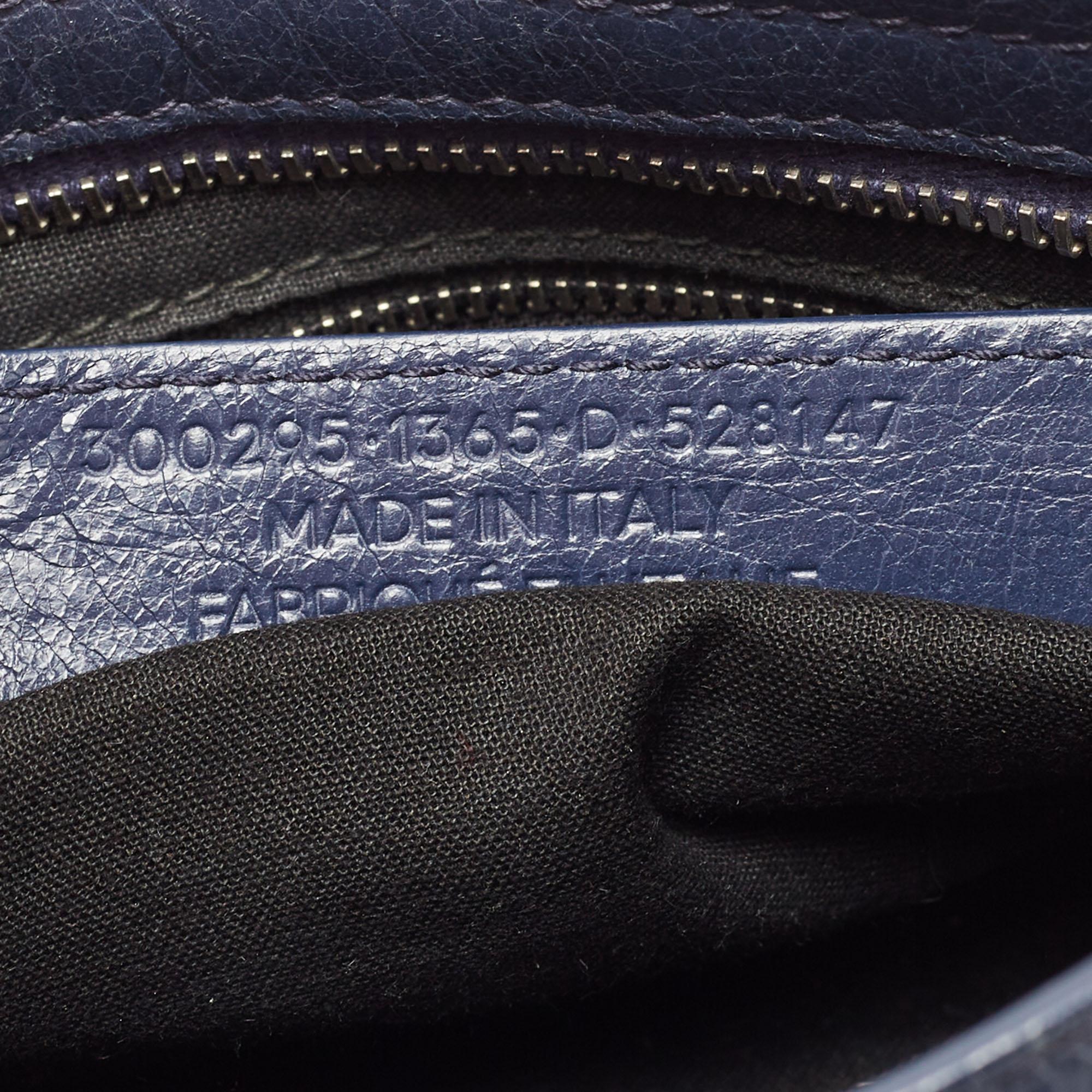 Balenciaga Navy Blue Leather Mini Classic Metallic Edge City Bag 11