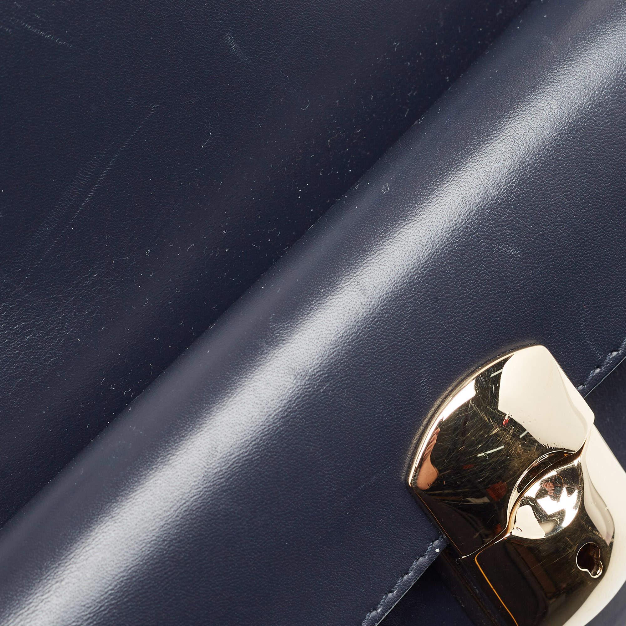 Balenciaga Navy Blue Leather Mini Padlock All Afternoon Tote 11