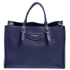 Balenciaga Navy Blue Leather Papier A6 Tote