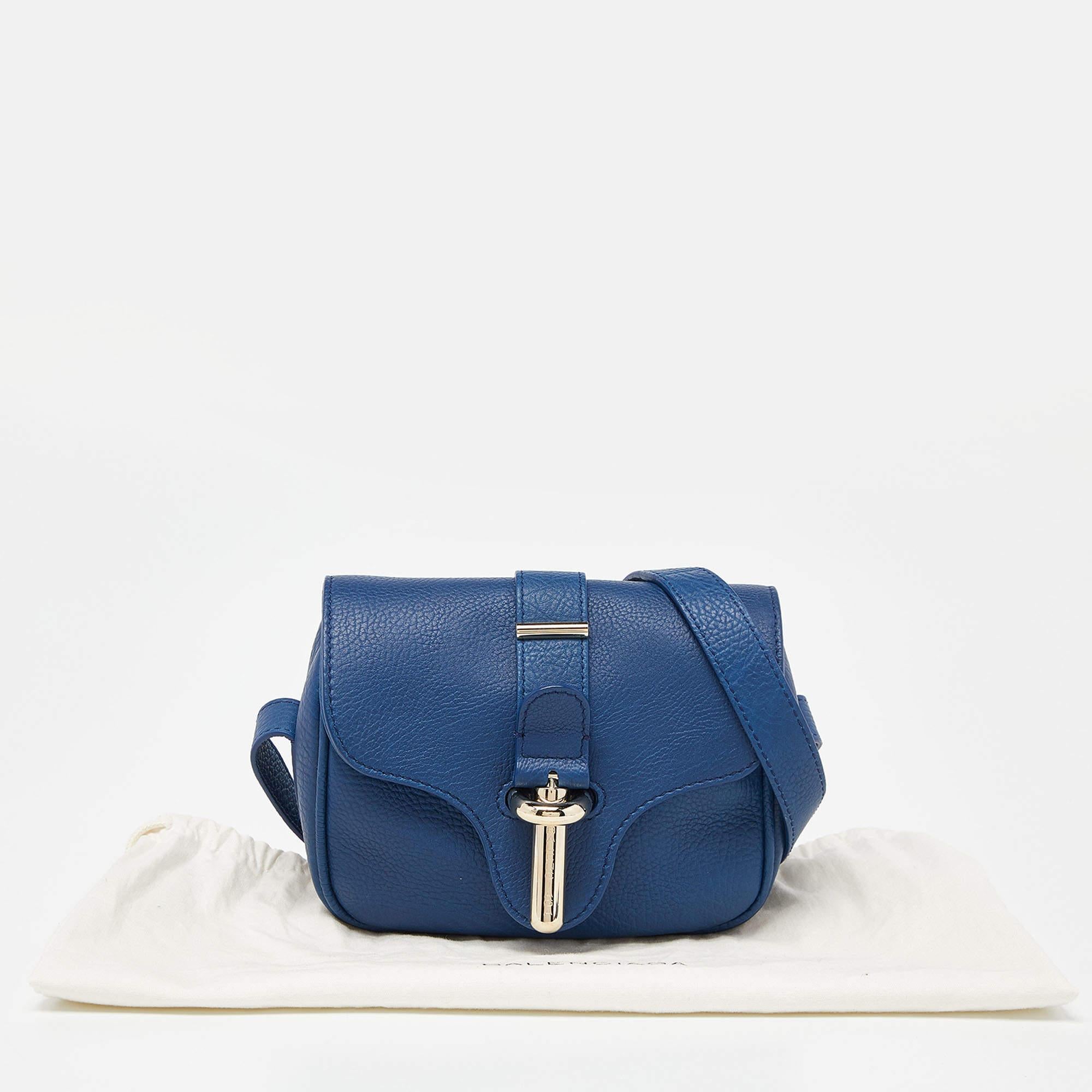 Balenciaga Navy Blue Leather Tube Flap Crossbody Bag 6
