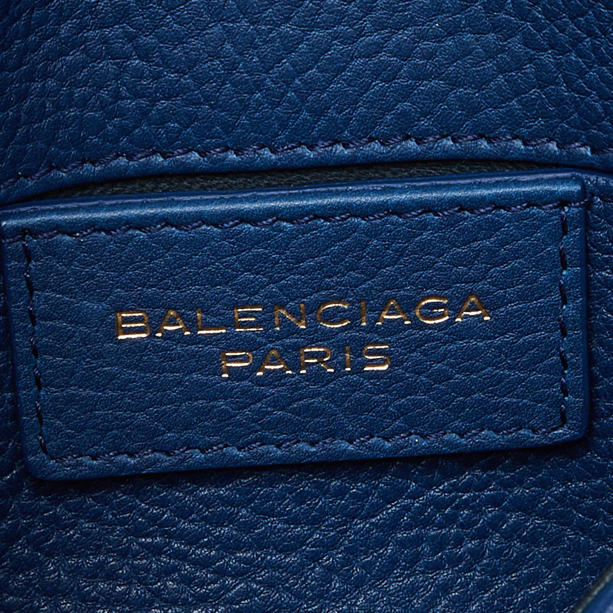 Balenciaga Navy Blue Leather Tube Flap Crossbody Bag 4