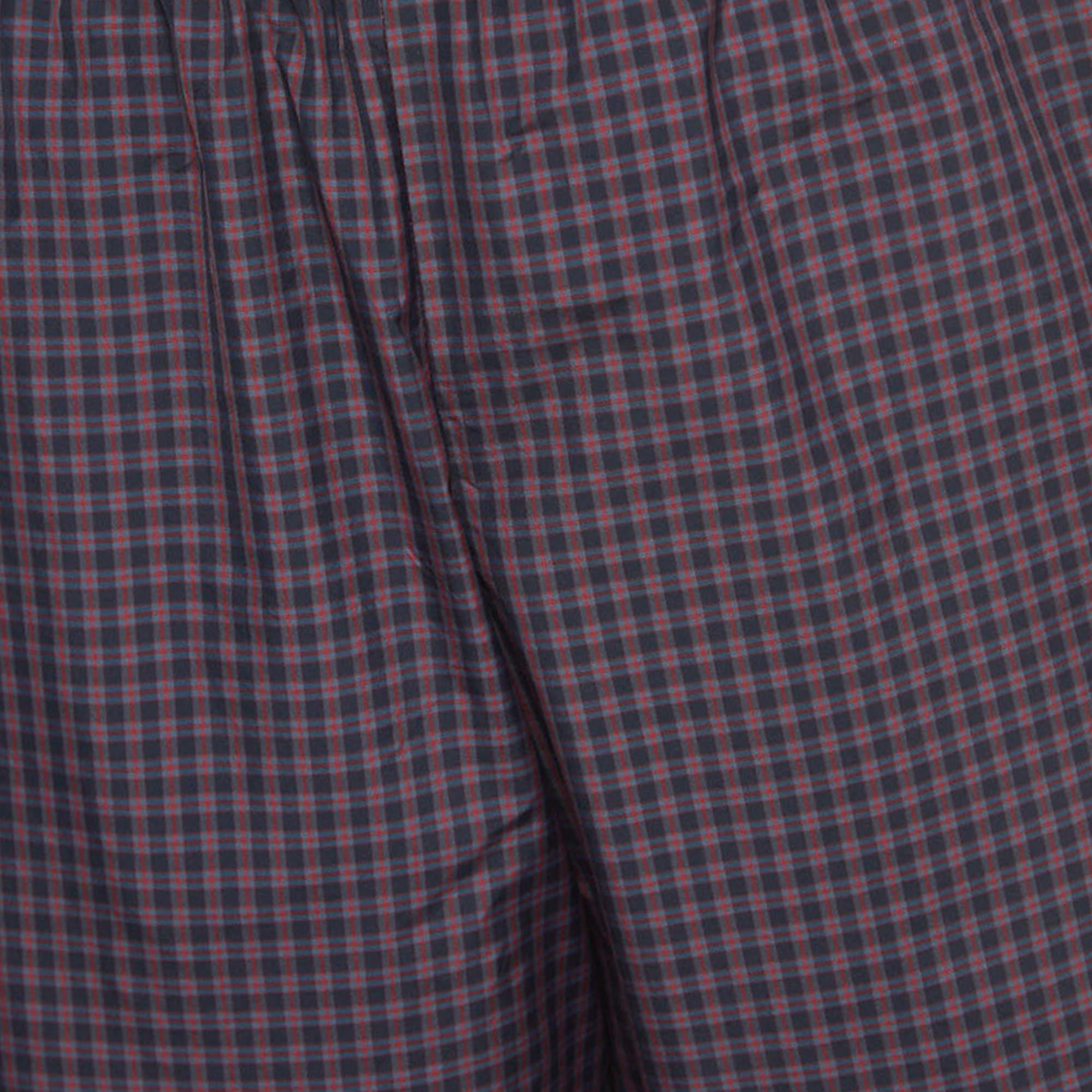 Nero Balenciaga Pantaloncini con coulisse in nylon a quadri blu navy/rosso M. I. in vendita