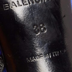 Balenciaga Navy Blue Satin Knife Bow Pointed Toe Slingback Pumps Size 38