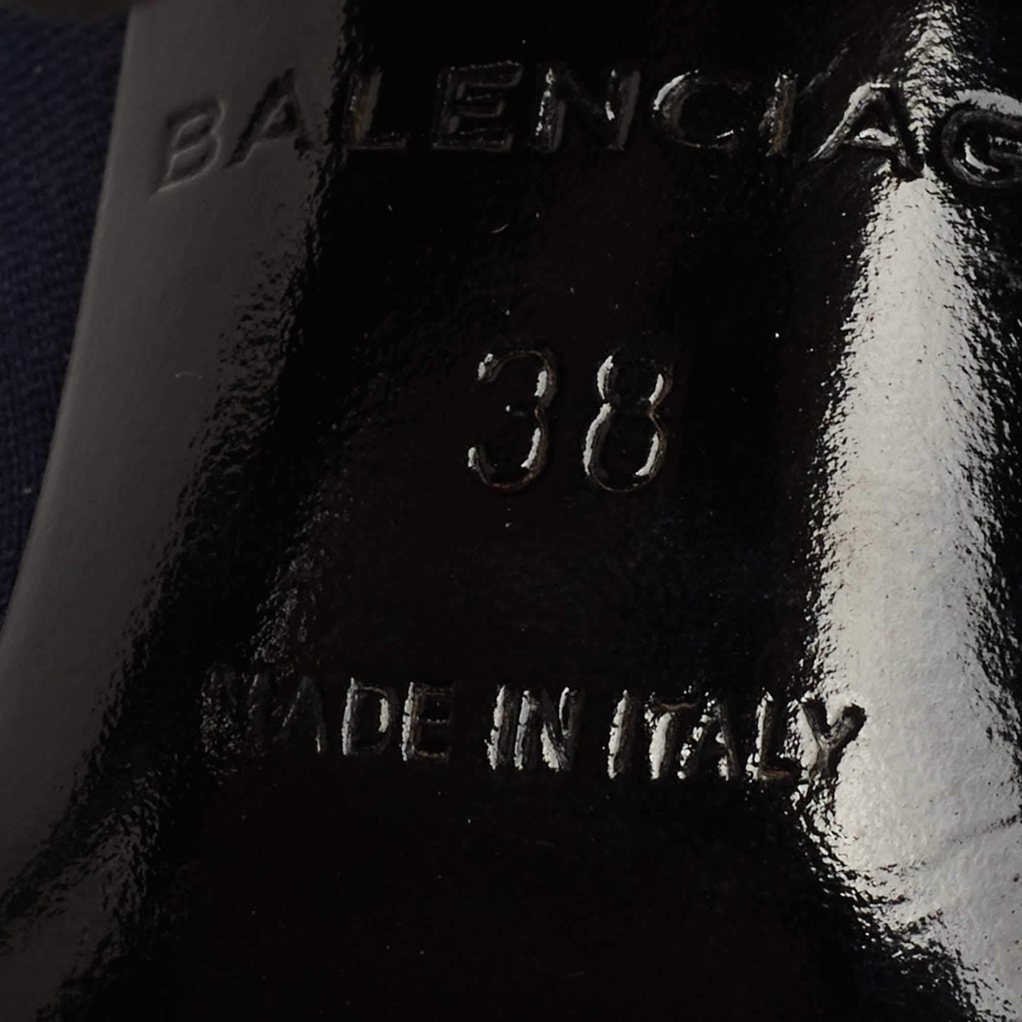 Balenciaga Navy Blue Stretch Fabric Knife Mid Calf Boots Size 38 3