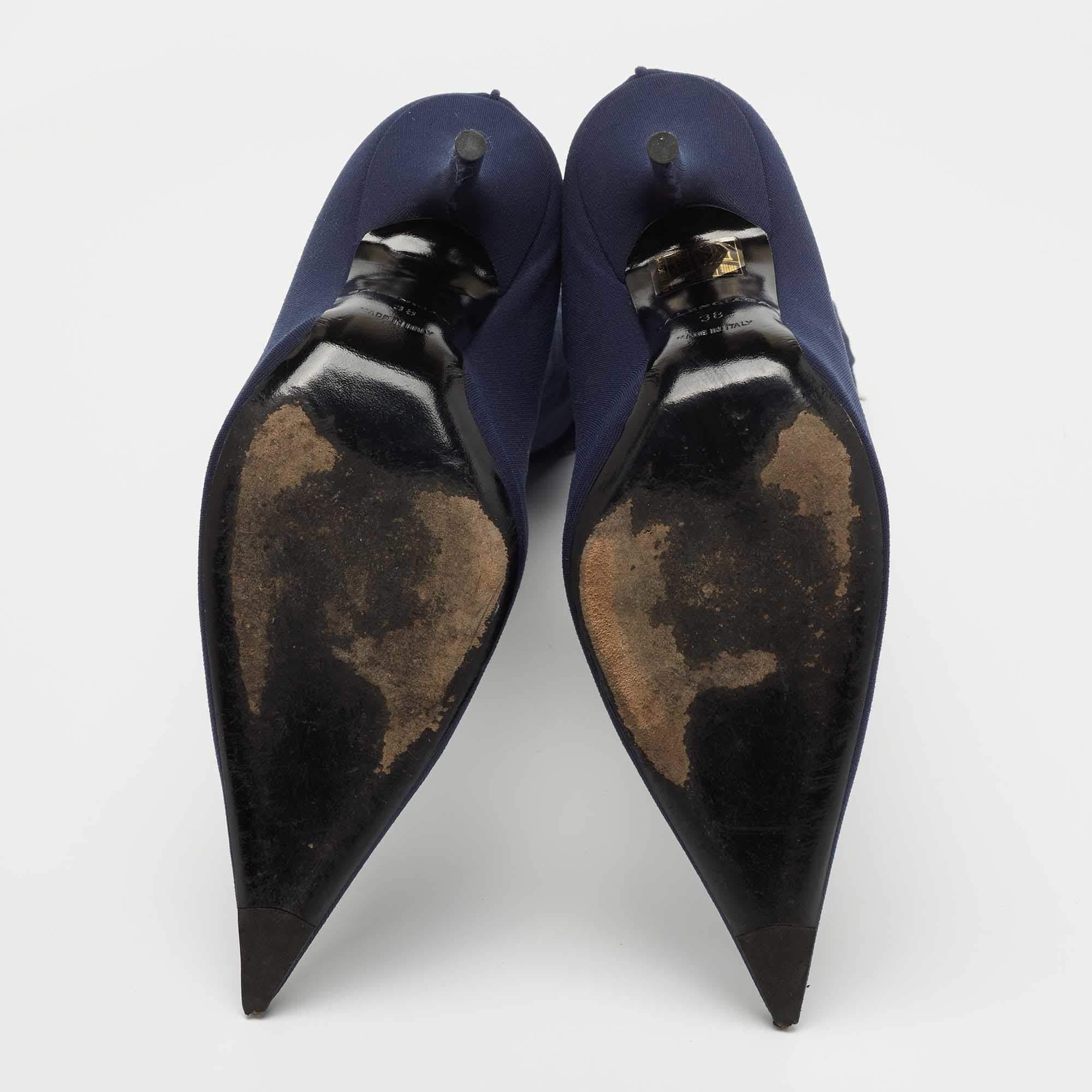 Balenciaga Navy Blue Stretch Fabric Knife Mid Calf Boots Size 38 4