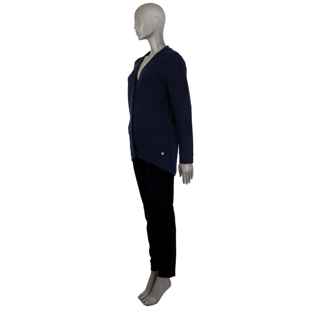 Noir BALENCIAGA - Cardigan en laine bleu marine CONCEALED BUTTON 36 XS en vente