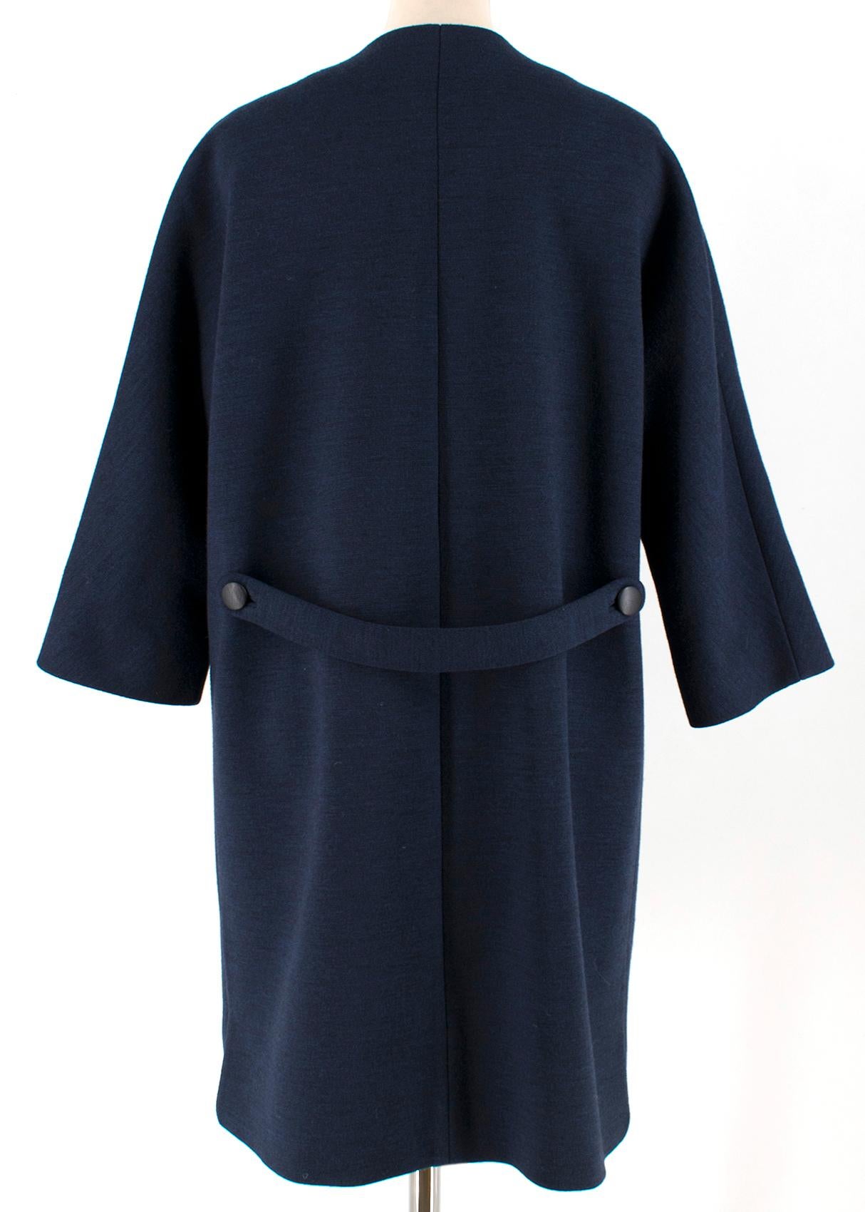 Black Balenciaga Navy Blue Wool Single-Breasted Coat 34 (FR)