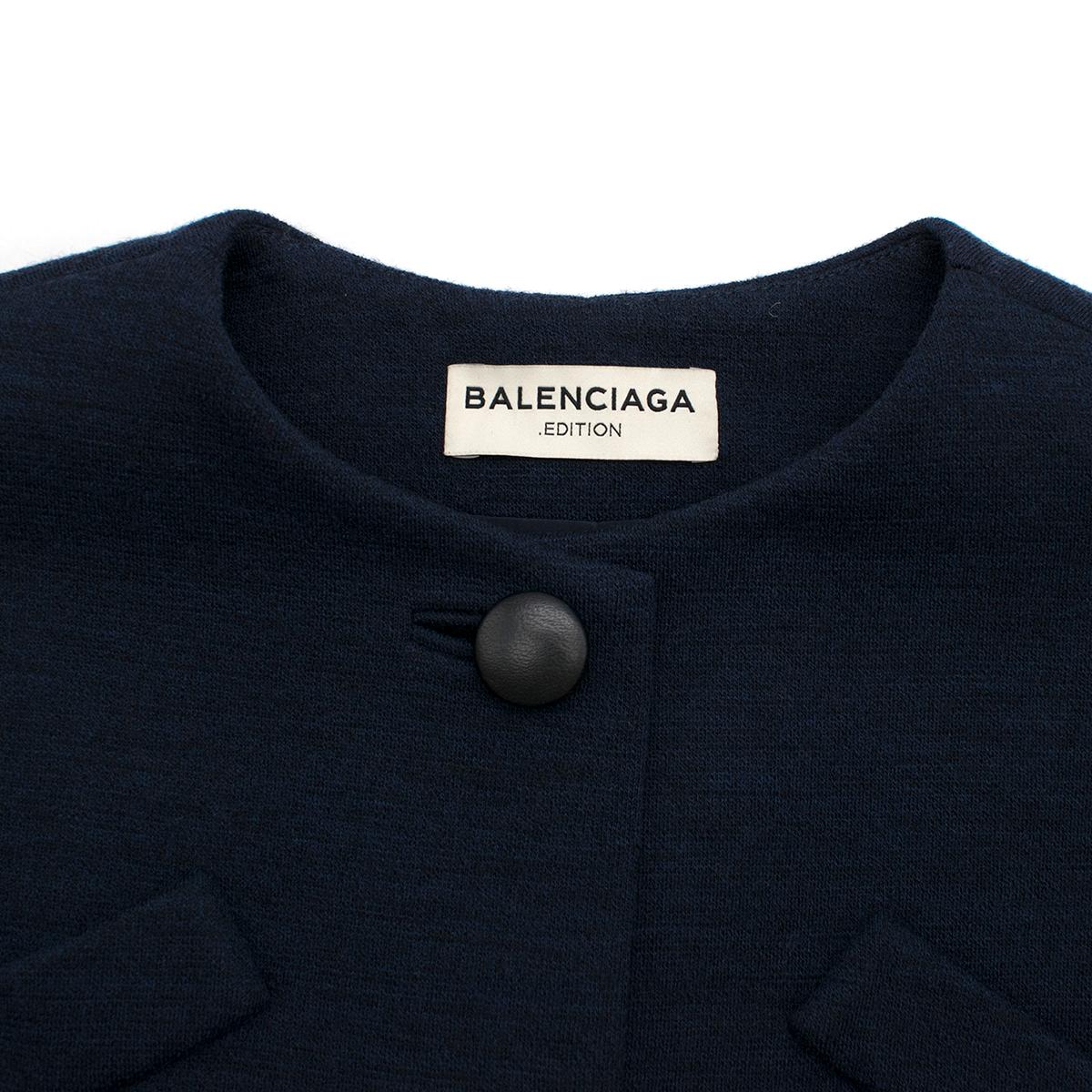 Balenciaga Navy Blue Wool Single-Breasted Coat 34 (FR) In Excellent Condition In London, GB