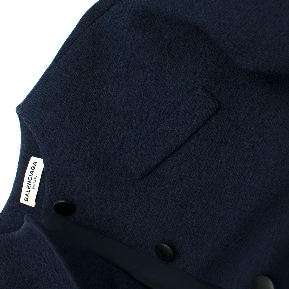 Balenciaga Navy Blue Wool Single-Breasted Coat 34 (FR) 1