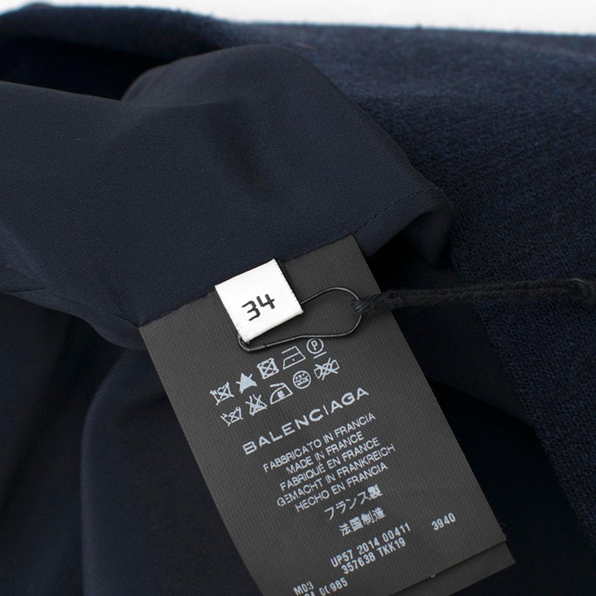 Balenciaga Navy Blue Wool Single-Breasted Coat 34 (FR) 2