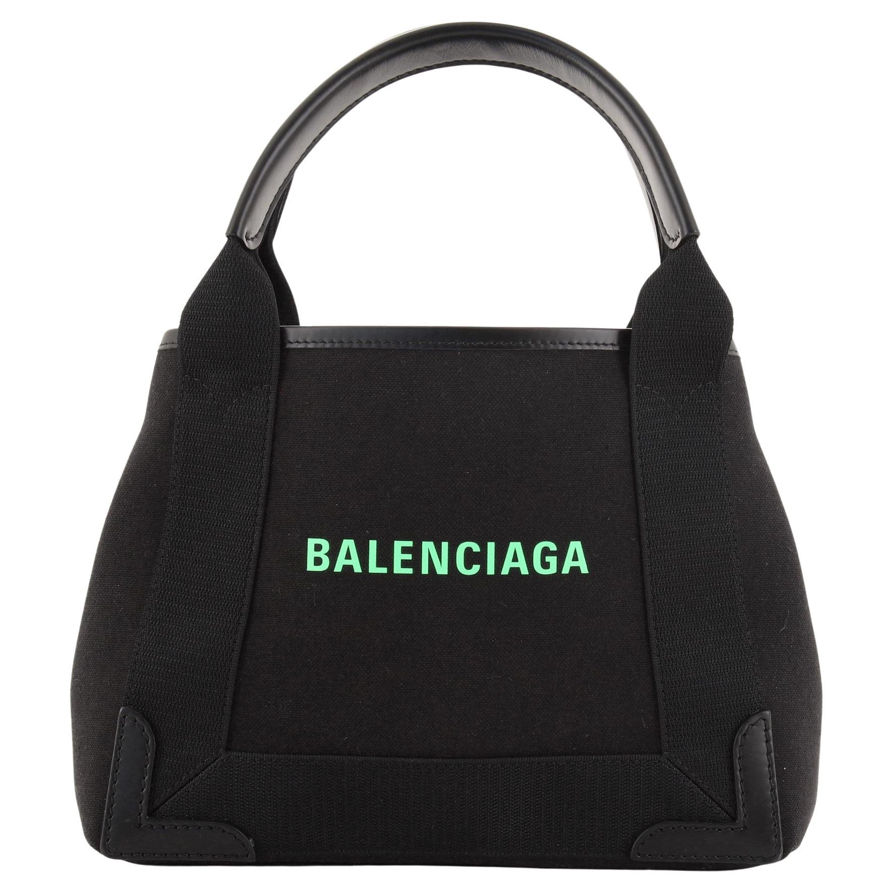 Balenciaga Navy Cabas Canvas and Leather XS