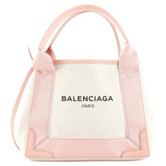 Balenciaga Navy Cabas Canvas and Leather XS