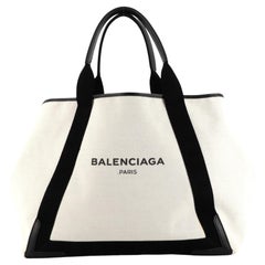 Balenciaga Marineblaues Cabas Segeltuch mit Leder