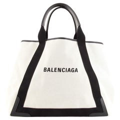 Balenciaga Marineblaues Cabas Segeltuch mit Leder