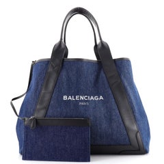 Balenciaga Navy Cabas Denim with Leather Medium