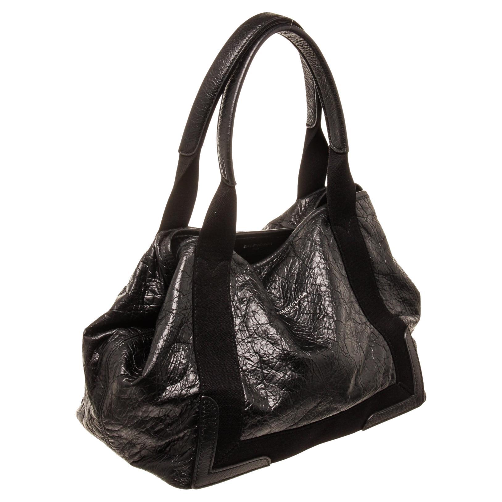 Balenciaga Navy Cabas Leather Hobo Bag 