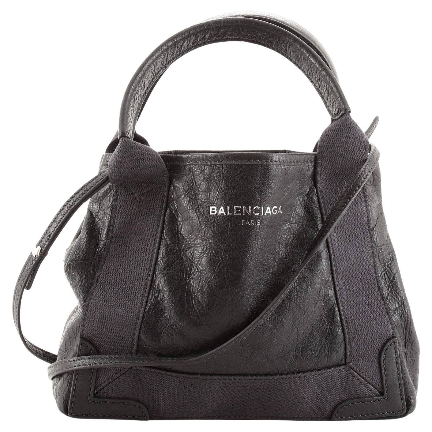 Balenciaga Navy Cabas Leather XS
