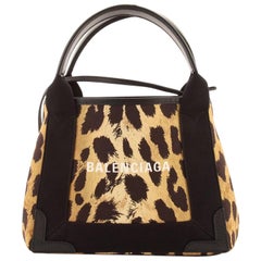 Balenciaga Navy Cabas Printed Canvas XS