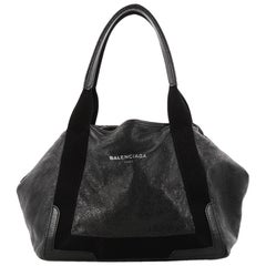 Balenciaga Navy Cabas Small Leather Tote