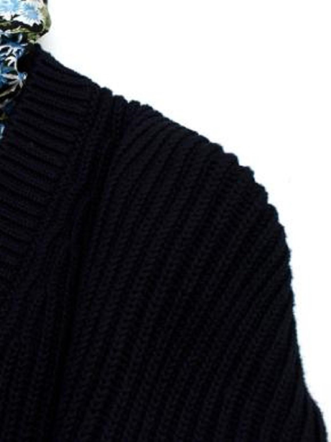 Balenciaga Navy Cotton Knit Jumper with Silk Dress Underlay For Sale 3